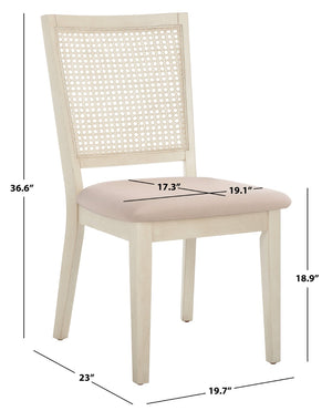 Safavieh MARGO Dining Chair – French Country Elegance with Comfortable Upholstery and Durable Design for Dining White Washed / Beige DCH1012A-SET2