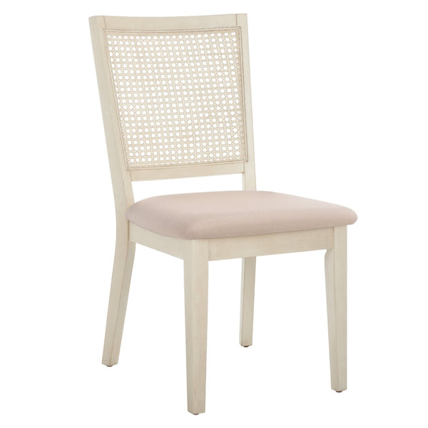 Safavieh MARGO Dining Chair – French Country Elegance with Comfortable Upholstery and Durable Design for Dining White Washed / Beige DCH1012A-SET2