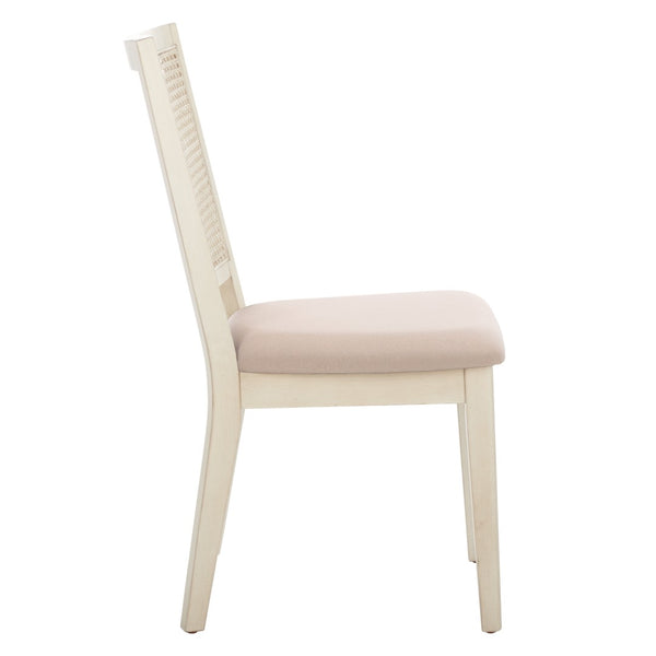 Safavieh MARGO Dining Chair – French Country Elegance with Comfortable Upholstery and Durable Design for Dining White Washed / Beige DCH1012A-SET2