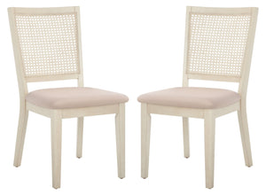 Safavieh MARGO Dining Chair – French Country Elegance with Comfortable Upholstery and Durable Design for Dining White Washed / Beige DCH1012A-SET2