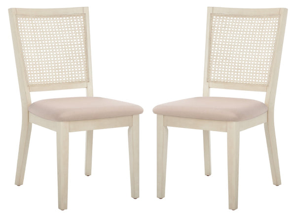 Safavieh MARGO Dining Chair – French Country Elegance with Comfortable Upholstery and Durable Design for Dining White Washed / Beige DCH1012A-SET2