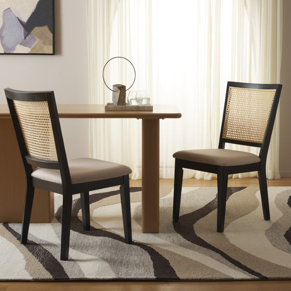 Safavieh Margo Dining Chair Black / Beige Wood DCH1012E-SET2