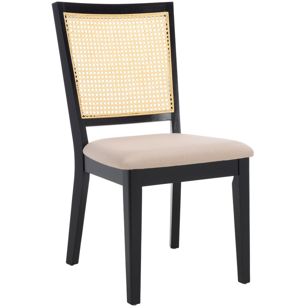 Safavieh MARGO Dining Chair - Contemporary French Country Style with Chic Rattan Back and Comfort Seat Black / Beige DCH1012E-SET2