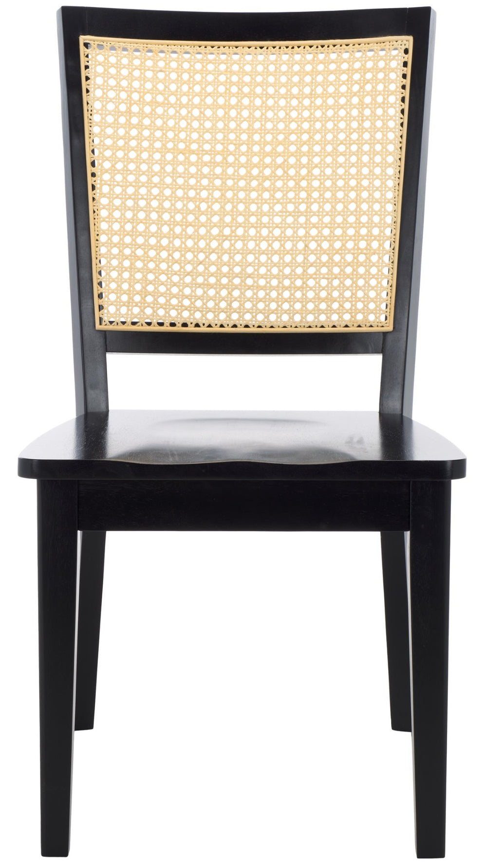 Safavieh MARGO Dining Chair Set of 2 - Black Frame with Whitewashed Rattan Back for Stylish Comfort DCH1012F-SET2