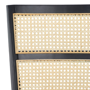 Safavieh TORIL Dining Chair - Chic French Country Design with Natural Rattan Back and Comfortable Upholstered Seat Black / Black DCH1013A-SET2