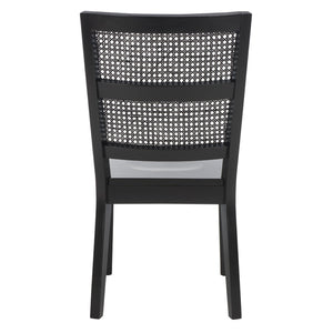 Safavieh TORIL Dining Chair Set of 2 - Modern French Country Style with Rattan Back and Solid Wood Seat Black DCH1013C-SET2