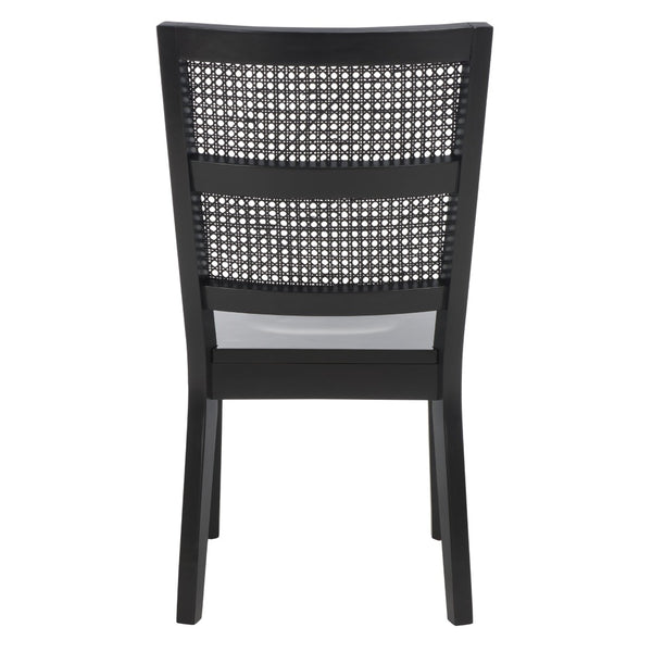 Safavieh TORIL Dining Chair Set of 2 - Modern French Country Style with Rattan Back and Solid Wood Seat Black DCH1013C-SET2