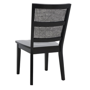 Safavieh TORIL Dining Chair Set of 2 - Modern French Country Style with Rattan Back and Solid Wood Seat Black DCH1013C-SET2