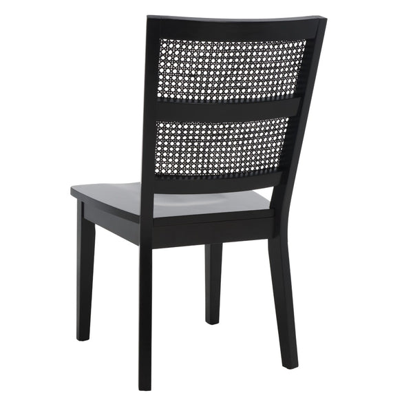 Safavieh TORIL Dining Chair Set of 2 - Modern French Country Style with Rattan Back and Solid Wood Seat Black DCH1013C-SET2