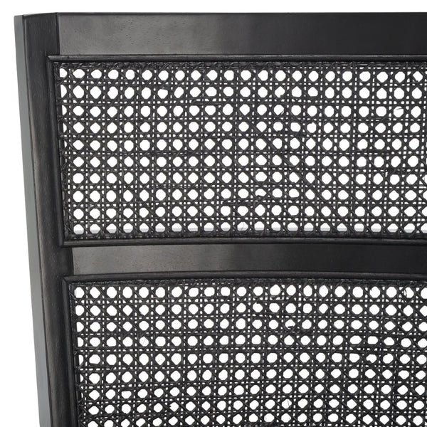 Safavieh TORIL Dining Chair Set of 2 - Modern French Country Style with Rattan Back and Solid Wood Seat Black DCH1013C-SET2