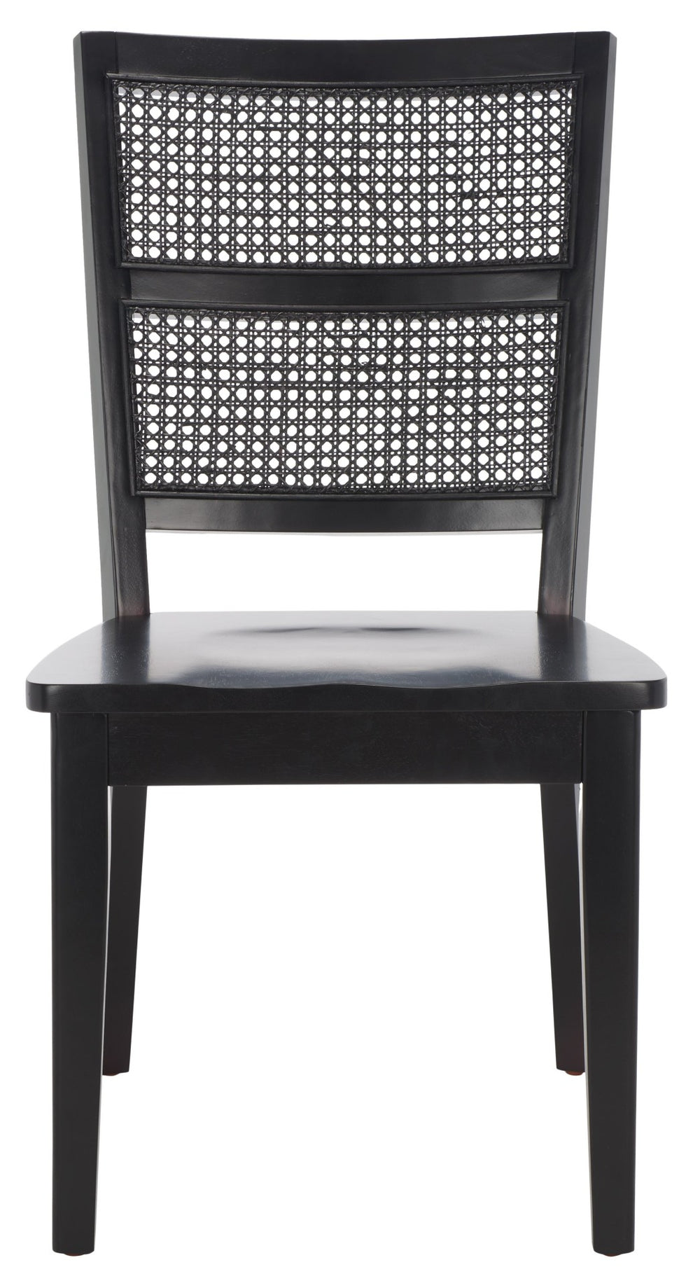 Safavieh TORIL Dining Chair Set of 2 - Modern French Country Style with Rattan Back and Solid Wood Seat Black DCH1013C-SET2