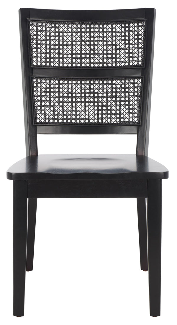 Safavieh TORIL Dining Chair Set of 2 - Modern French Country Style with Rattan Back and Solid Wood Seat Black DCH1013C-SET2