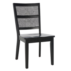 Safavieh TORIL Dining Chair Set of 2 - Modern French Country Style with Rattan Back and Solid Wood Seat Black DCH1013C-SET2