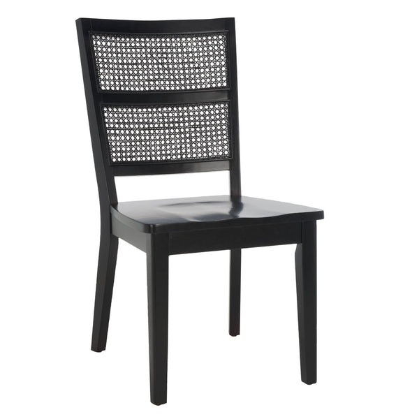 Safavieh TORIL Dining Chair Set of 2 - Modern French Country Style with Rattan Back and Solid Wood Seat Black DCH1013C-SET2