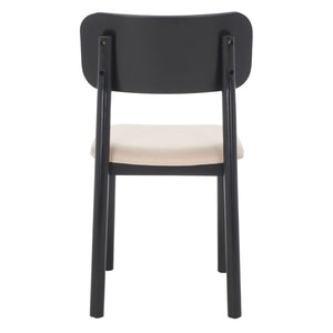 Safavieh EGON Dining Chair Set of 2 - Black Frame, White Upholstered Seat & Natural Rattan Backrest Charm DCH1014A-SET2