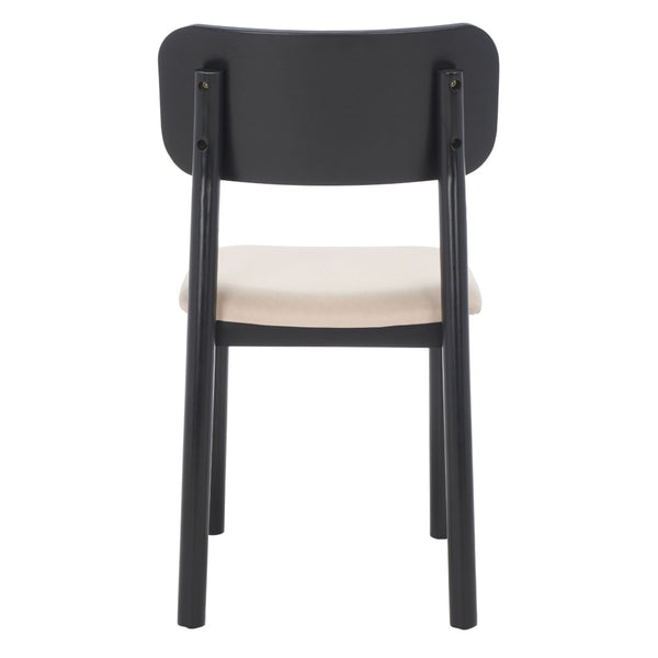 Safavieh EGON Dining Chair Set of 2 - Black Frame, White Upholstered Seat & Natural Rattan Backrest Charm DCH1014A-SET2