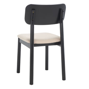Safavieh EGON Dining Chair Set of 2 - Black Frame, White Upholstered Seat & Natural Rattan Backrest Charm DCH1014A-SET2