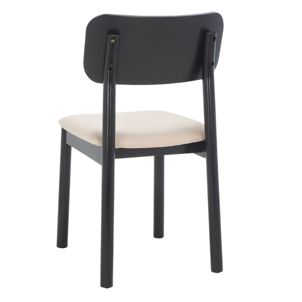 Safavieh EGON Dining Chair Set of 2 - Black Frame, White Upholstered Seat & Natural Rattan Backrest Charm DCH1014A-SET2