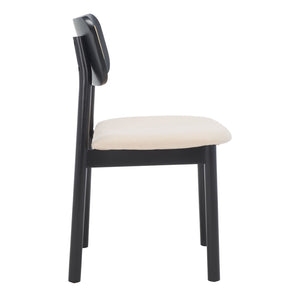 Safavieh EGON Dining Chair Set of 2 - Black Frame, White Upholstered Seat & Natural Rattan Backrest Charm DCH1014A-SET2