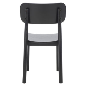 Safavieh EGON Dining Chair Set of Two - Mid-Century Black Wood & Natural Rattan for Stylish Dining Spaces DCH1014B-SET2