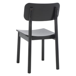 Safavieh EGON Dining Chair Set of Two - Mid-Century Black Wood & Natural Rattan for Stylish Dining Spaces DCH1014B-SET2