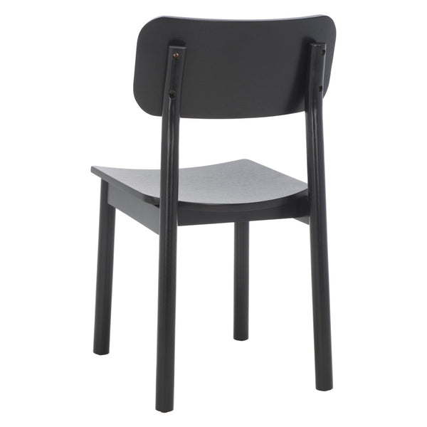 Safavieh EGON Dining Chair Set of Two - Mid-Century Black Wood & Natural Rattan for Stylish Dining Spaces DCH1014B-SET2