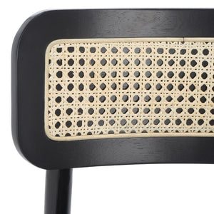 Safavieh EGON Dining Chair Set of Two - Mid-Century Black Wood & Natural Rattan for Stylish Dining Spaces DCH1014B-SET2