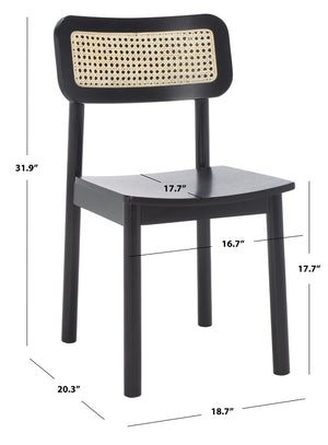 Safavieh EGON Dining Chair Set of Two - Mid-Century Black Wood & Natural Rattan for Stylish Dining Spaces DCH1014B-SET2
