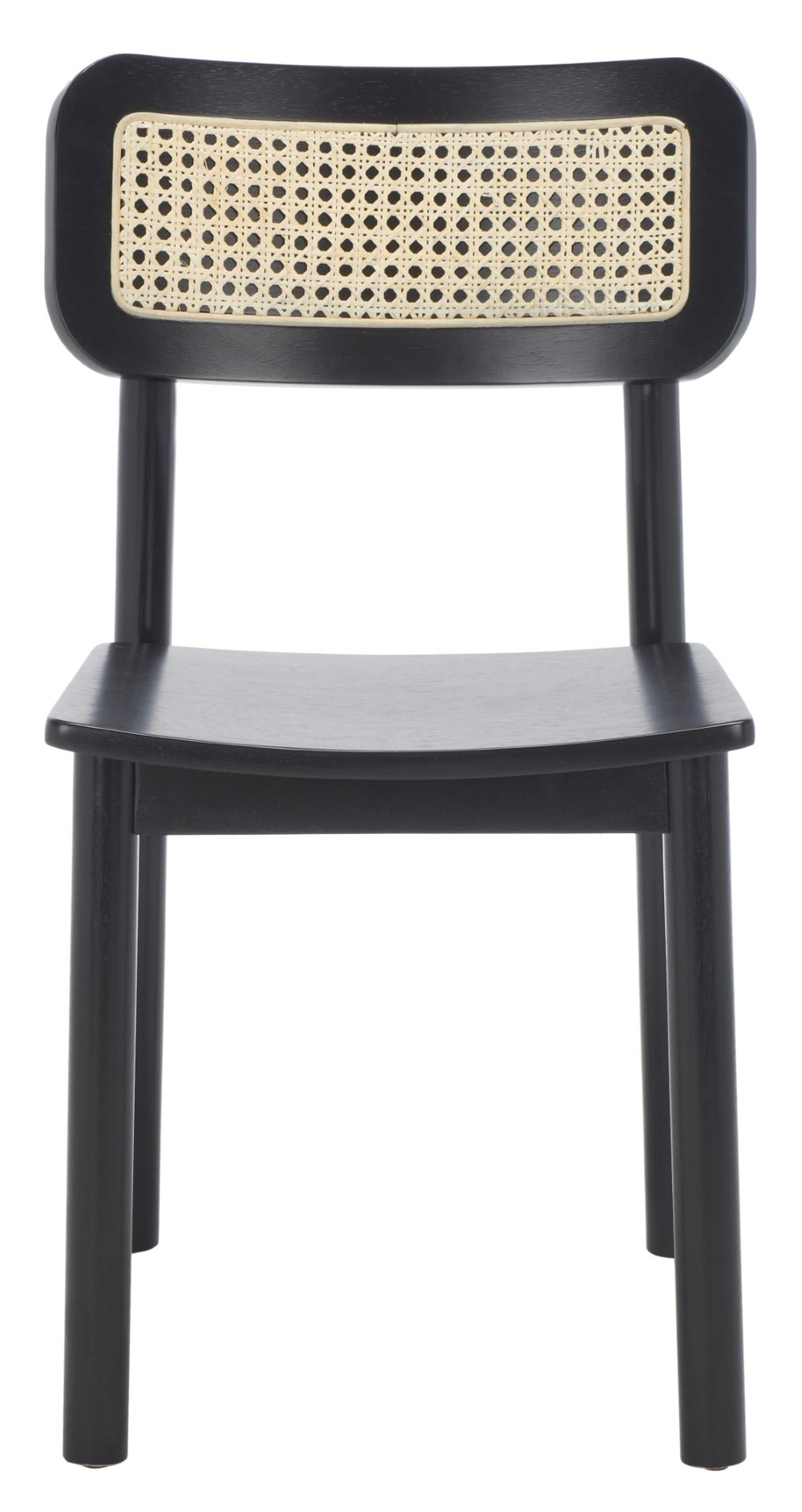 Safavieh EGON Dining Chair Set of Two - Mid-Century Black Wood & Natural Rattan for Stylish Dining Spaces DCH1014B-SET2