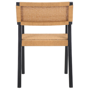 Safavieh Jolene Woven Rope Dining Chair - Stylish Black & Natural Design, Perfect For Modern Dining Spaces Black ,Natural Wood,Loom Paper Dch1015a