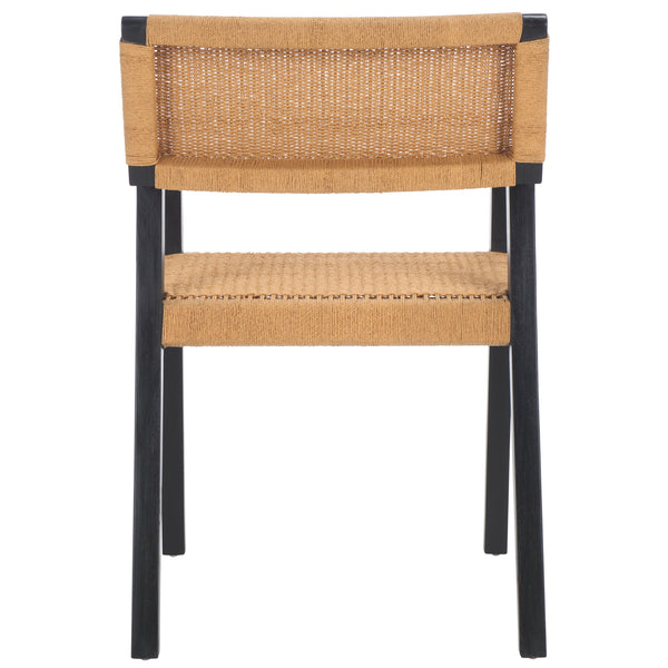 Safavieh Jolene Woven Rope Dining Chair - Stylish Black & Natural Design, Perfect For Modern Dining Spaces Black ,Natural Wood,Loom Paper Dch1015a