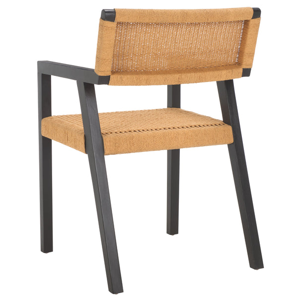 Safavieh Jolene Woven Rope Dining Chair - Stylish Black & Natural Design, Perfect For Modern Dining Spaces Black ,Natural Wood,Loom Paper Dch1015a