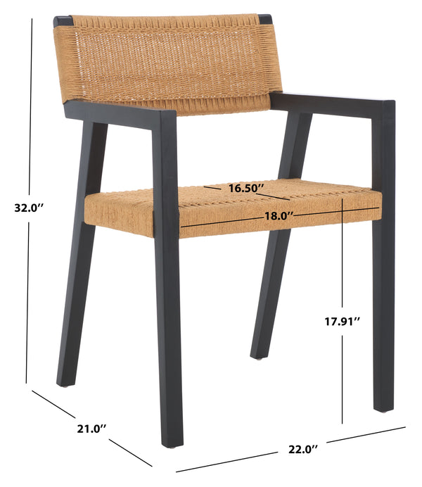 Safavieh Jolene Woven Rope Dining Chair - Stylish Black & Natural Design, Perfect For Modern Dining Spaces Black ,Natural Wood,Loom Paper Dch1015a