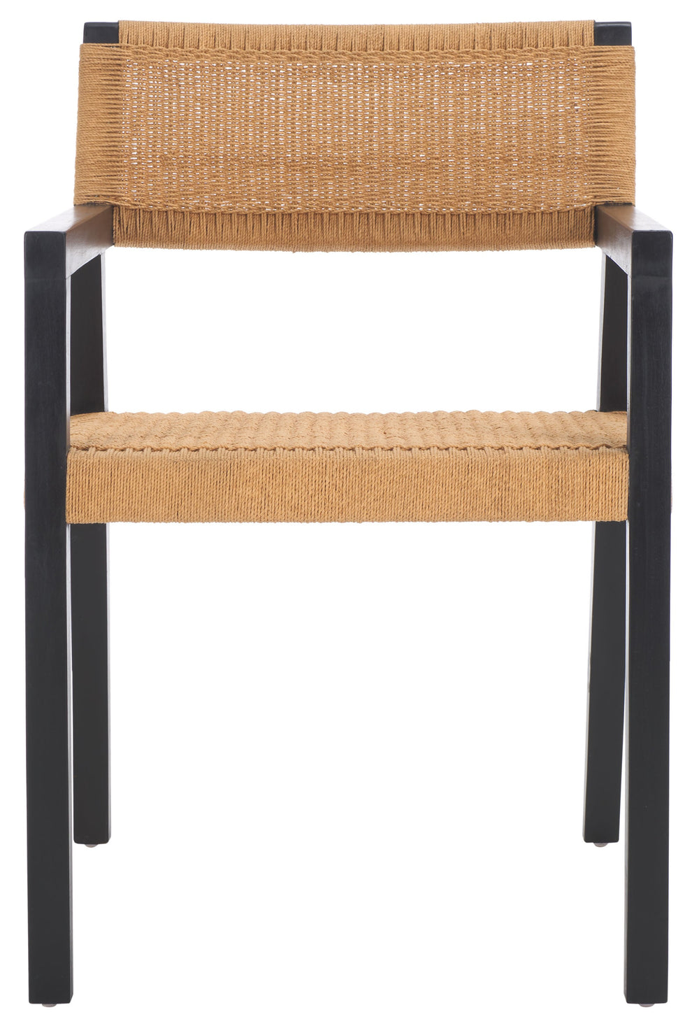 Safavieh Jolene Woven Rope Dining Chair - Stylish Black & Natural Design, Perfect For Modern Dining Spaces Black ,Natural Wood,Loom Paper Dch1015a