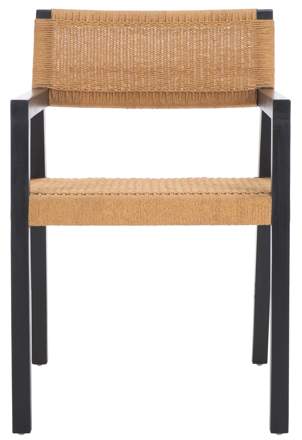 Safavieh Jolene Woven Rope Dining Chair - Stylish Black & Natural Design, Perfect For Modern Dining Spaces Black ,Natural Wood,Loom Paper Dch1015a