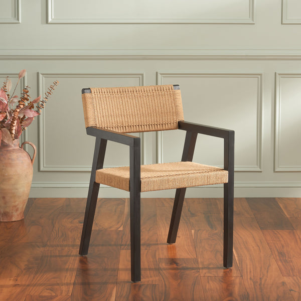 Safavieh Jolene Woven Rope Dining Chair - Stylish Black & Natural Design, Perfect For Modern Dining Spaces Black ,Natural Wood,Loom Paper Dch1015a