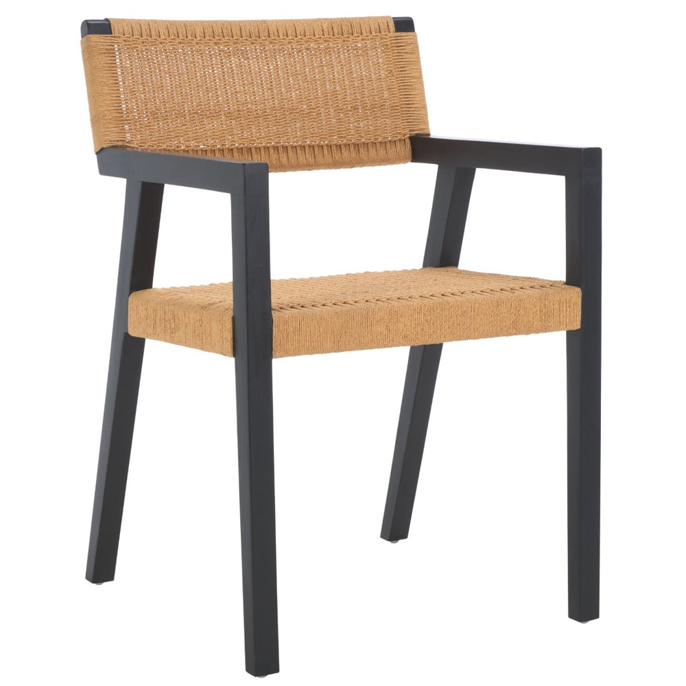 Safavieh Jolene Woven Rope Dining Chair - Modern Black Mahogany Frame With Natural Hand-Wrapped Seat Comfort DCH1015A