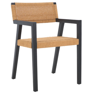 Safavieh Jolene Woven Rope Dining Chair - Stylish Black & Natural Design, Perfect For Modern Dining Spaces Black ,Natural Wood,Loom Paper Dch1015a