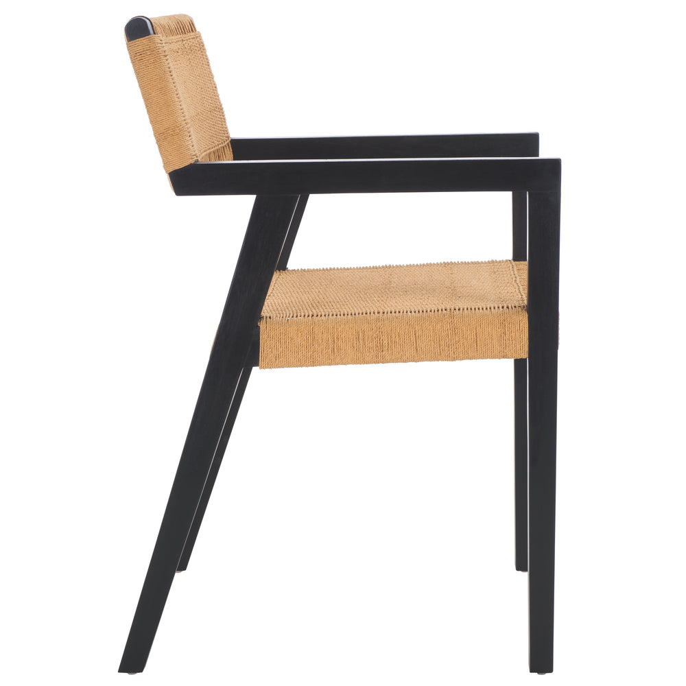Safavieh Jolene Woven Rope Dining Chair - Stylish Black & Natural Design, Perfect For Modern Dining Spaces Black ,Natural Wood,Loom Paper Dch1015a