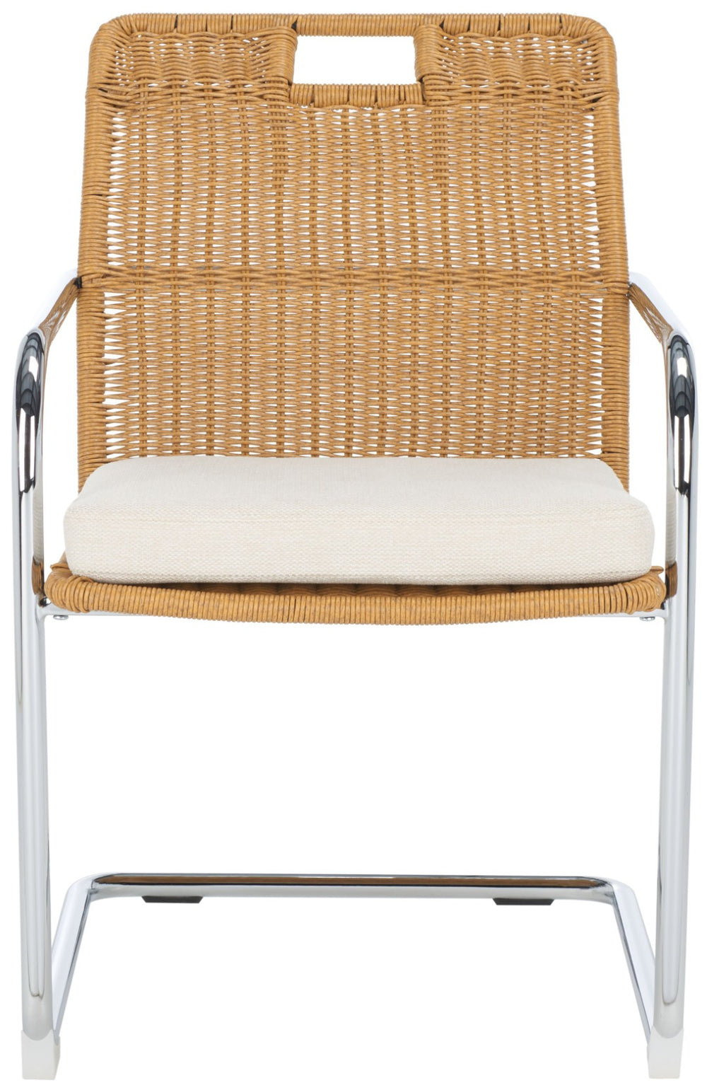 Safavieh Malou Rattan Dining Chair - Modern Industrial Design With Plush Velvet Cushion For Stylish Comfort Cream / Natural DCH1100B