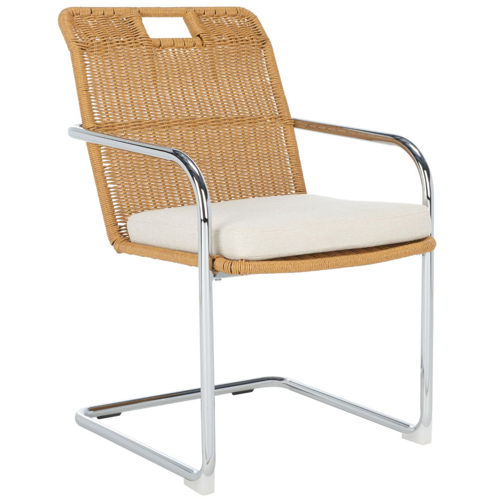 Safavieh Malou Rattan Dining Chair - Modern Industrial Design With Plush Velvet Cushion For Stylish Comfort Cream / Natural DCH1100B