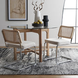 Safavieh Coralia Dining Chair Cream / Natural Rubberwood / Rattan DCH1101B-SET2
