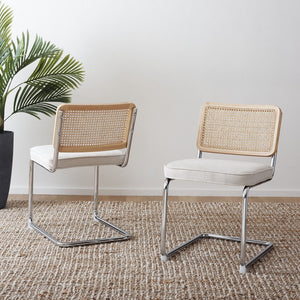 Safavieh Coralia Dining Chair Cream / Natural Rubberwood / Rattan DCH1101B-SET2