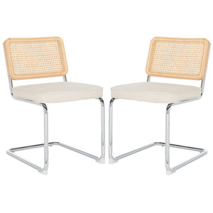 Safavieh Coralia Dining Chair Cream / Natural Rubberwood / Rattan DCH1101B-SET2