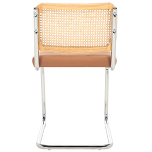 Safavieh Coralia Dining Chair Cognac / Natural/Chrome 18.5" x 22.6" x 32.7"