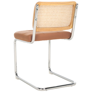 Safavieh Coralia Dining Chair Cognac / Natural/Chrome 18.5" x 22.6" x 32.7"