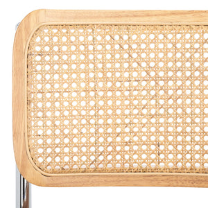 Safavieh Coralia Dining Chair Cognac / Natural/Chrome 18.5" x 22.6" x 32.7"