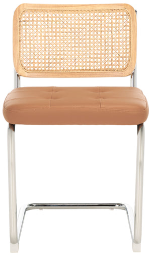 Safavieh Coralia Dining Chair Cognac / Natural/Chrome 18.5" x 22.6" x 32.7"