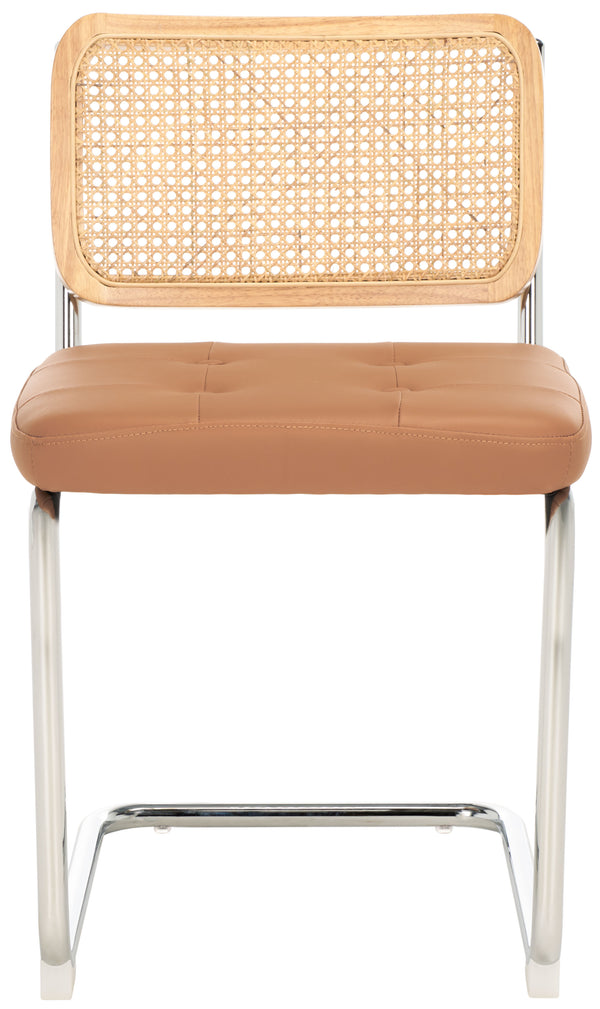 Safavieh Coralia Dining Chair Cognac / Natural/Chrome 18.5" x 22.6" x 32.7"