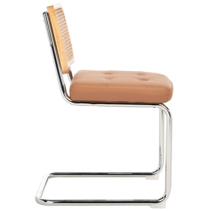Safavieh Coralia Dining Chair Cognac / Natural/Chrome 18.5" x 22.6" x 32.7"